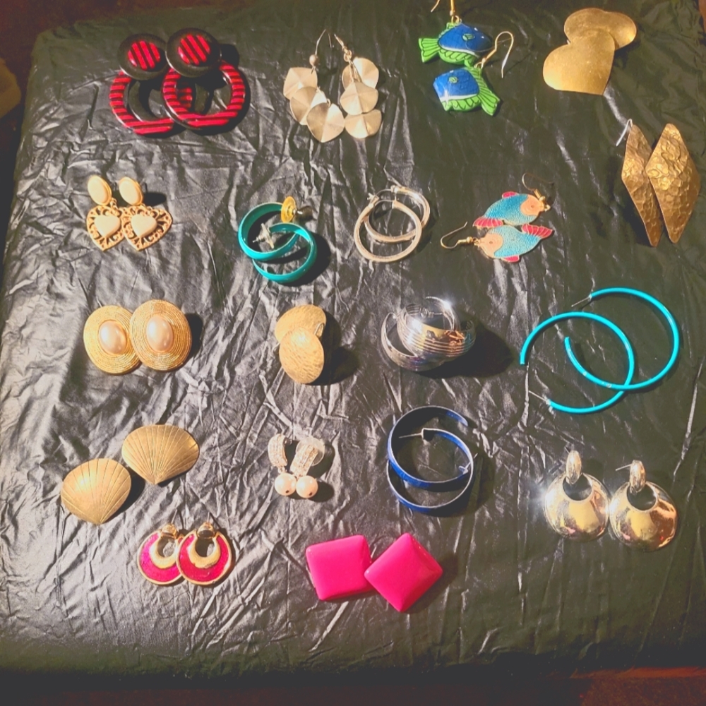 Vintage Earring Lot - 20 pairs - circa 70s-90s